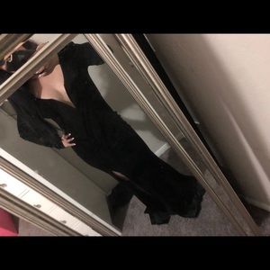 Black Plunging Mermaid Dress velvet